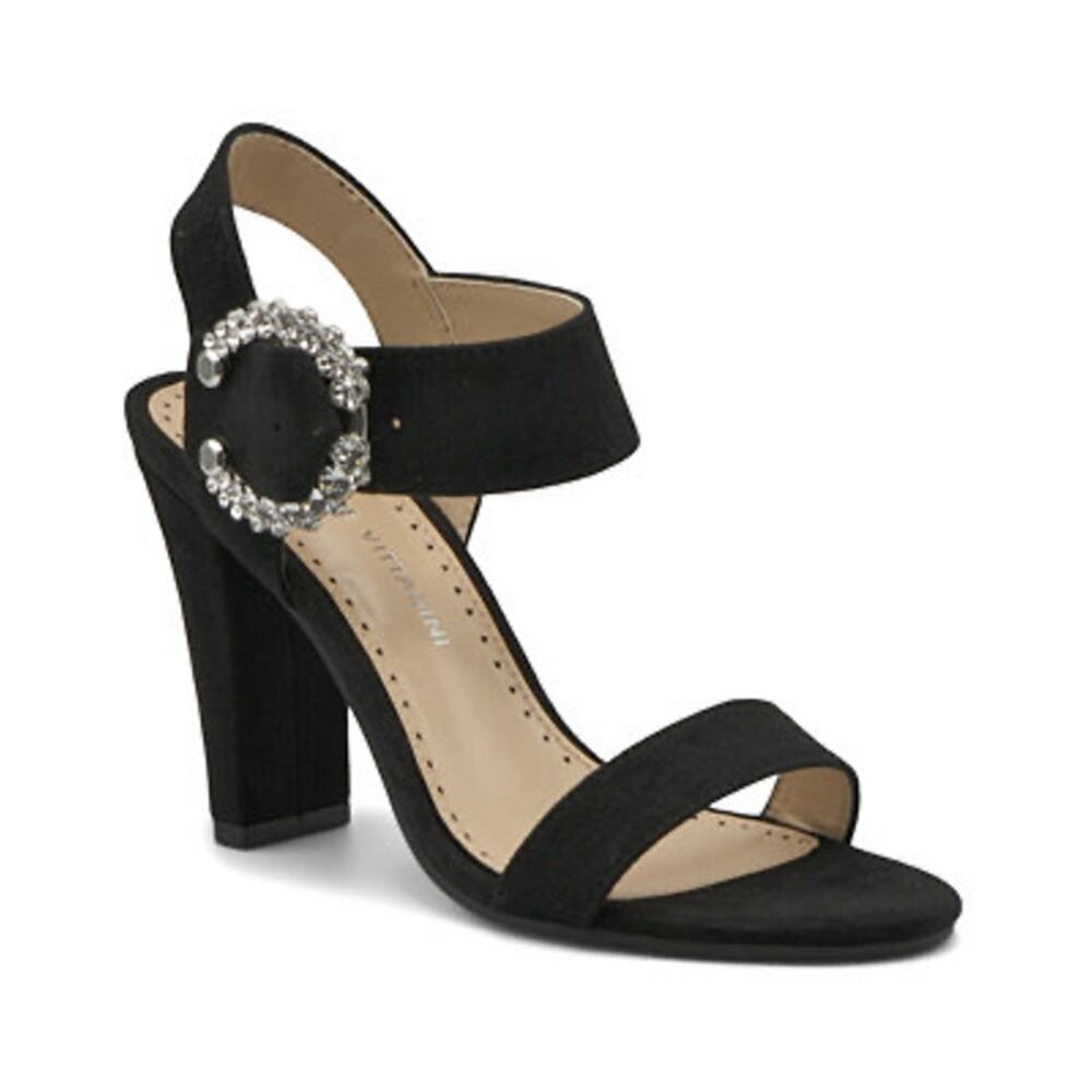 Adrienne Vittadini Women's Geno Rhinestone Buckle Dress Sandals Size 6